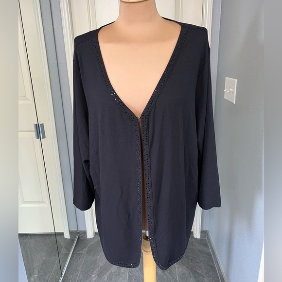 Talbots Black Rhinestone Studded Dressy Cardigan - Picture 1 of 9
